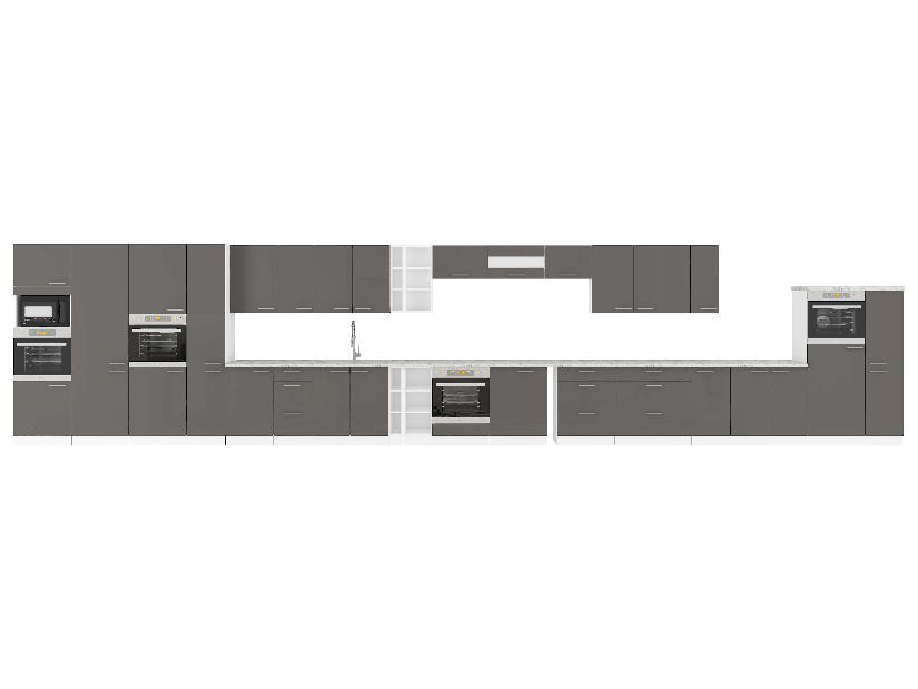 Rohová dolní kuchyňská skříňka Lavera 89 x 89 DN 1F BB (bílá + lesk šedý)