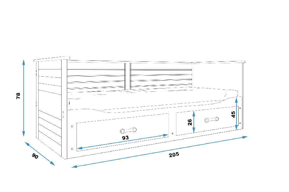 Jednolůžková rozkládací postel 90 cm Harum (bílá) (s roštem, matrací a úl. prostorem)