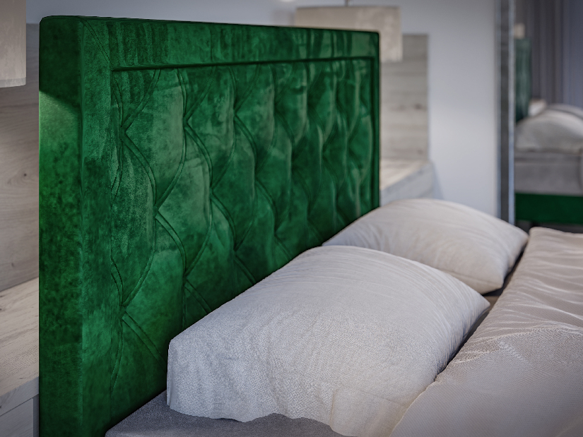 Kontinentální postel 140 cm Dustin (tmavě zelená) (s matrací a úl. prostorem)