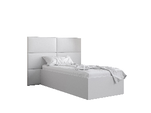 Jednolůžková postel s čalouněným čelem 90 cm Brittany 2 (bílá matná + bílá) (s roštem)