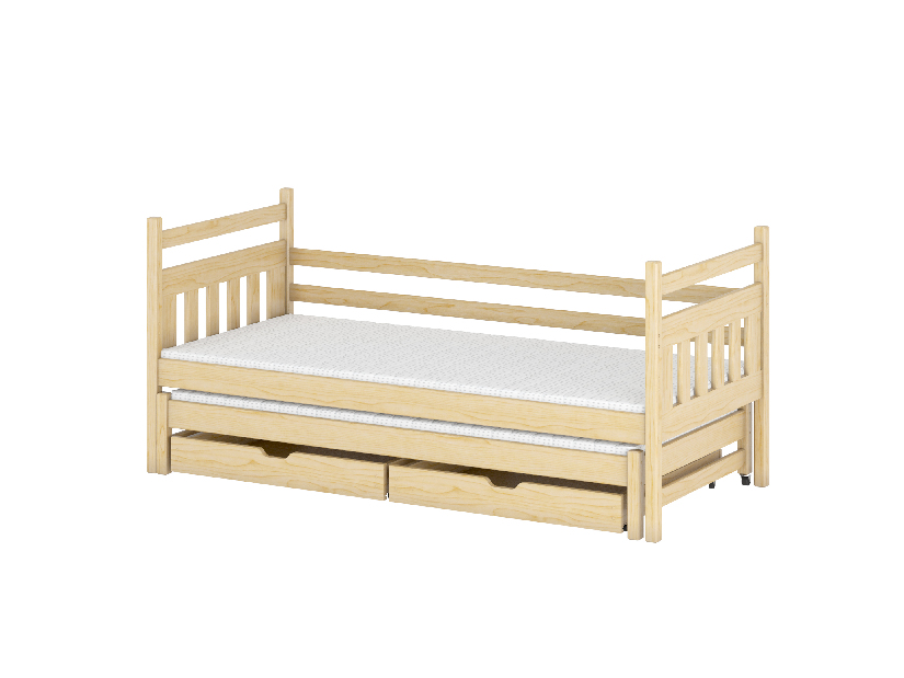 Dětská postel 90 cm DANNY (s roštem a úl. prostorem) (borovice)