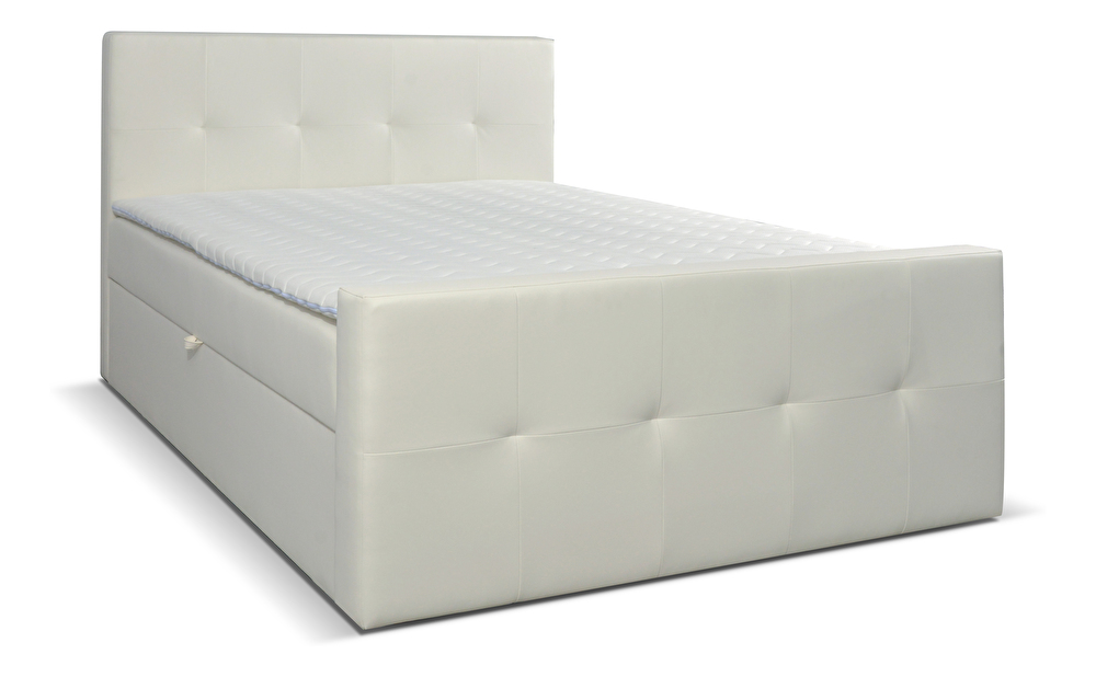 Manželská postel Boxspring 180 cm Annira (bílá) (s matrací)