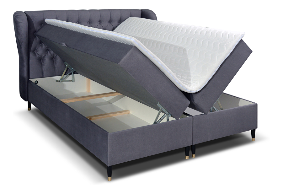 Kontinentální postel 140 cm Ortun (tmavě šedá)