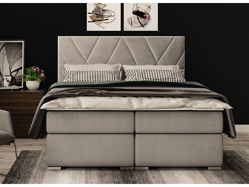 Kontinentální postel 180 cm Lanarra (černá ekokůže) (s úložným prostorem)