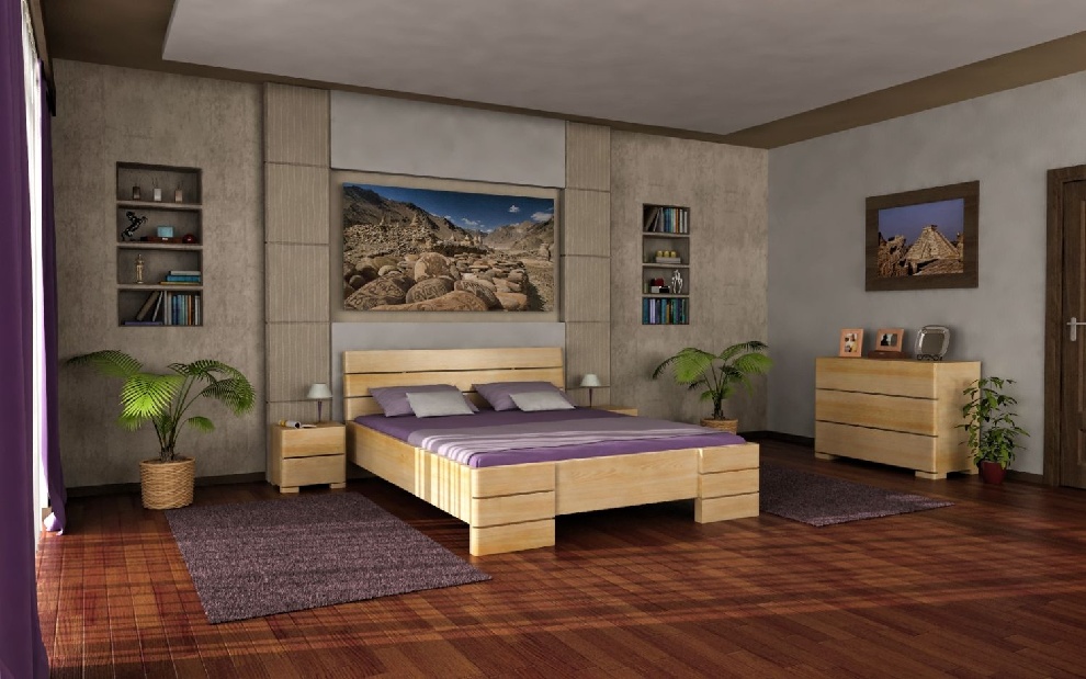 Manželská postel 160 cm Naturlig Lorenskog High (borovice)