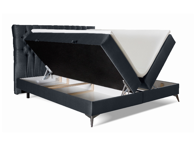 Kontinentální postel 160 cm Molera (černá) (s úložným prostorem)