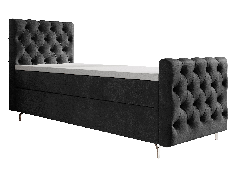 Jednolůžková postel 80 cm Clinton Bonell (černá) (s roštem, s úl. prostorem)