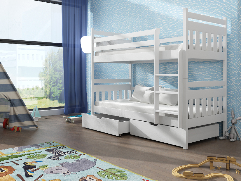 Dětská postel 80 cm ARAS (s roštem a úl. prostorem) (bílá)