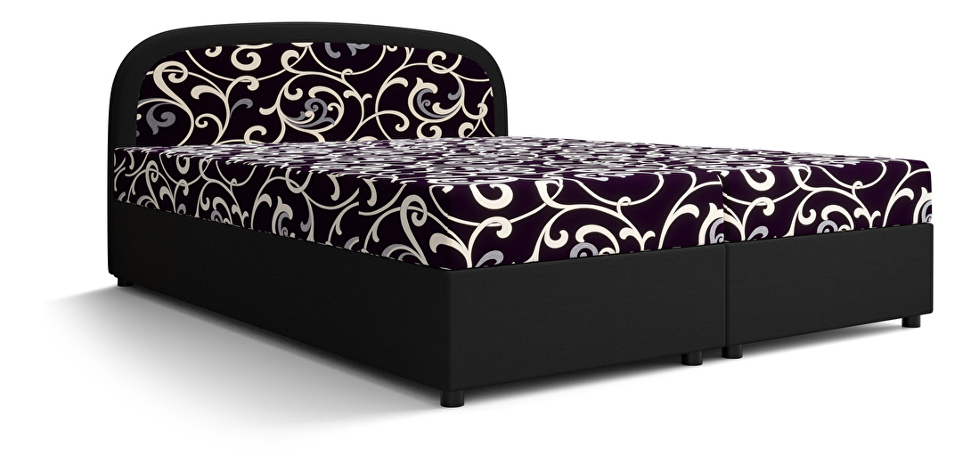 Manželská postel Boxspring 160 cm Brick Comfort (tmavě hnědá + vzor květ) (s matrací a úložným prostorem)