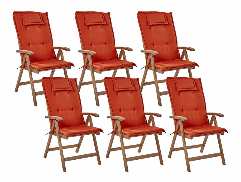 Set 6 ks zahradních židlí Amati (tmavé dřevo + červená)