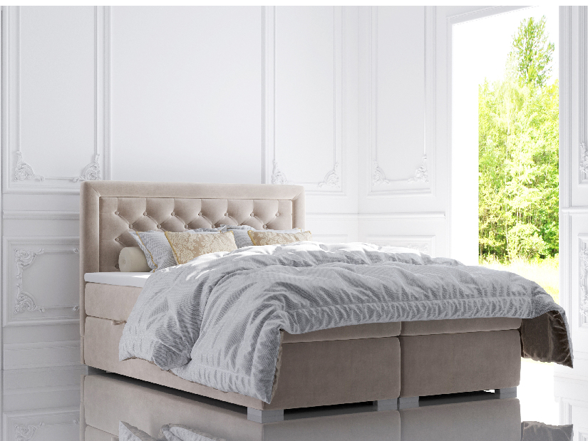 Kontinentální postel 160 cm Gllamy (bílá ekokůže) (s úložným prostorem)