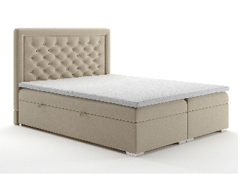 Kontinentální postel 180 cm Gllamy (béžová) (s úložným prostorem)