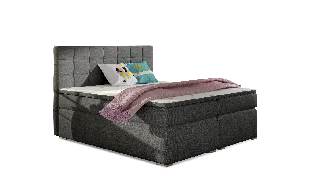 Kontinentální postel 140 cm Abbie (tmavě šedá) (s matracemi)