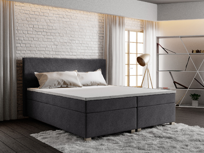 Manželská postel Boxspring 160 cm Simon (tmavě šedá) (s matrací, bez úložného prostoru)