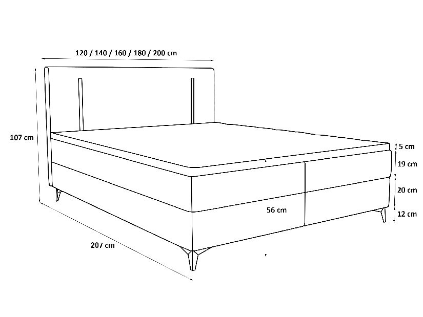 Manželská postel 140 cm Ortega Bonell (hnědošedá) (s roštem, s úl. prostorem) (s LED osvětlením)