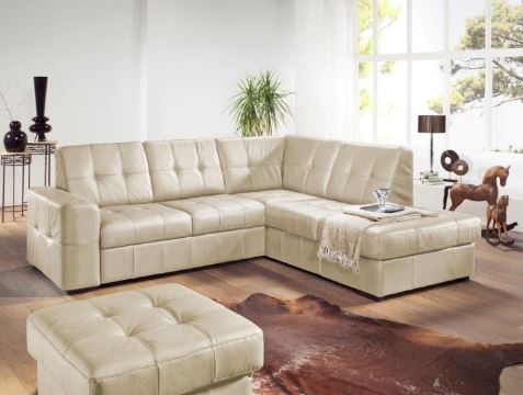 Světlá kožená sedací souprava 