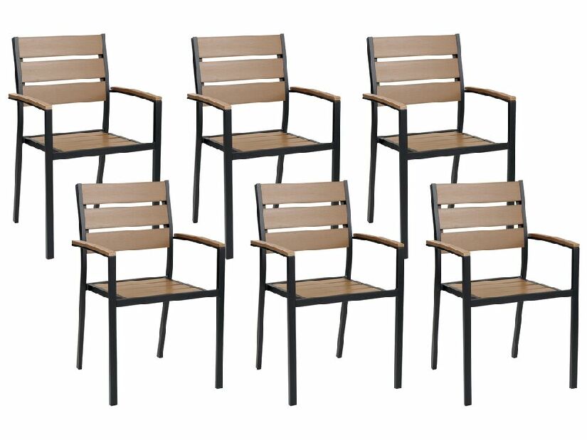 Set 6 ks zahradních židlí Valero (světlé dřevo)