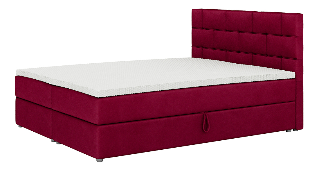 Kontinentální postel 180x200 cm Waller (bordó) (s roštem a matrací)
