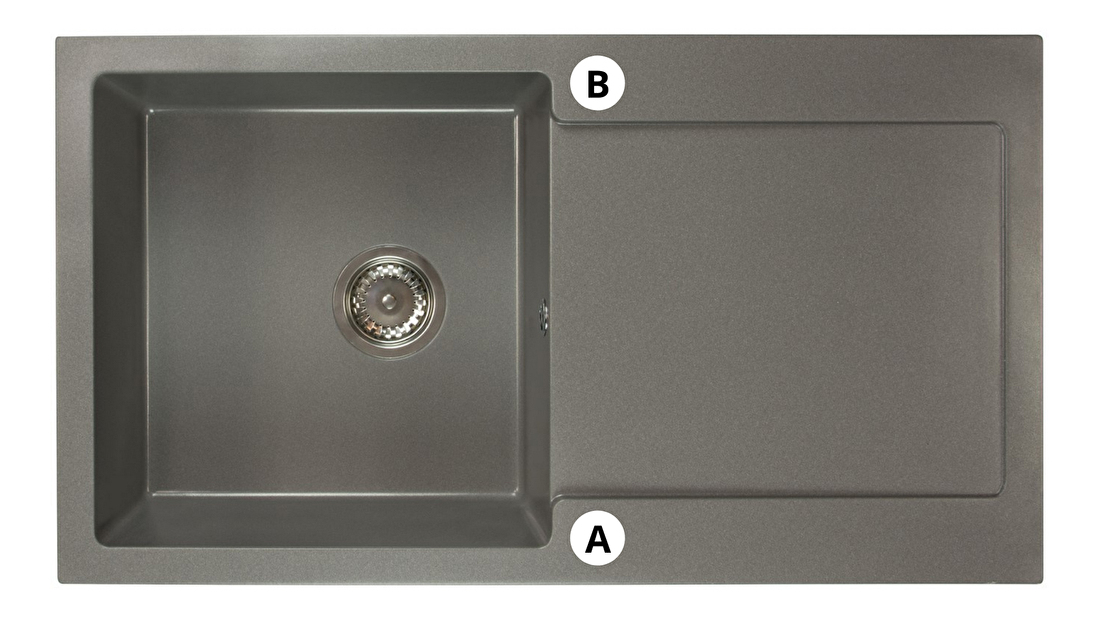 Kuchyňský dřez Adaxa (bílá) (se 2 otvory pro baterii) (P)