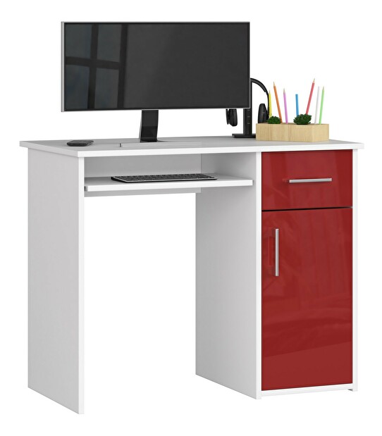 PC stolek Padma (bílá + červený lesk)