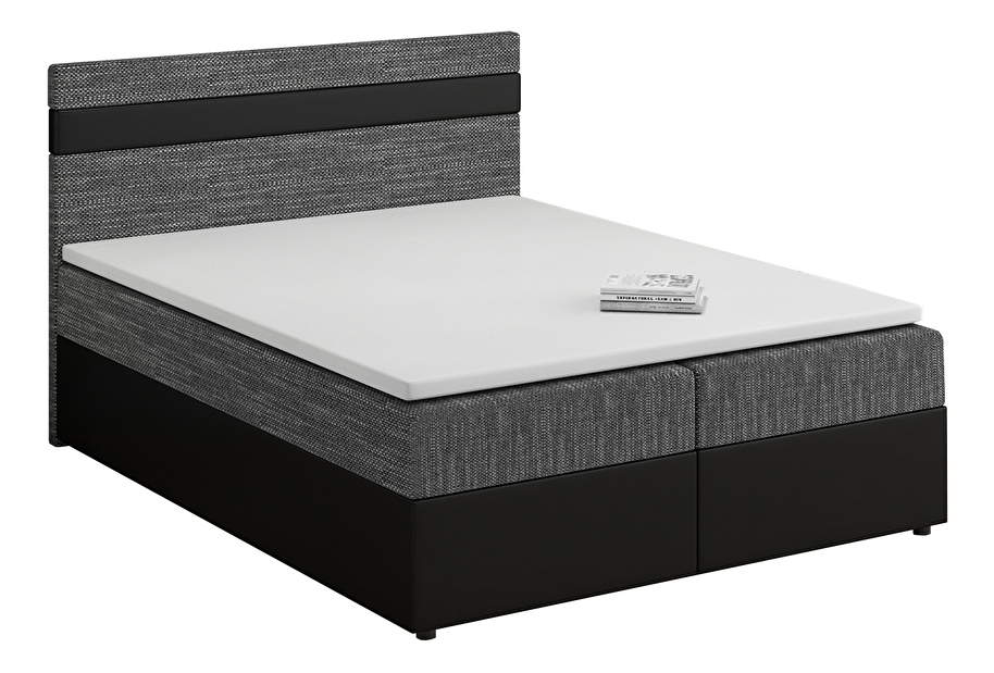 Manželská postel Boxspring 160x200 cm Mimosa (s roštem a matrací) (černá + tmavě šedá) *výprodej