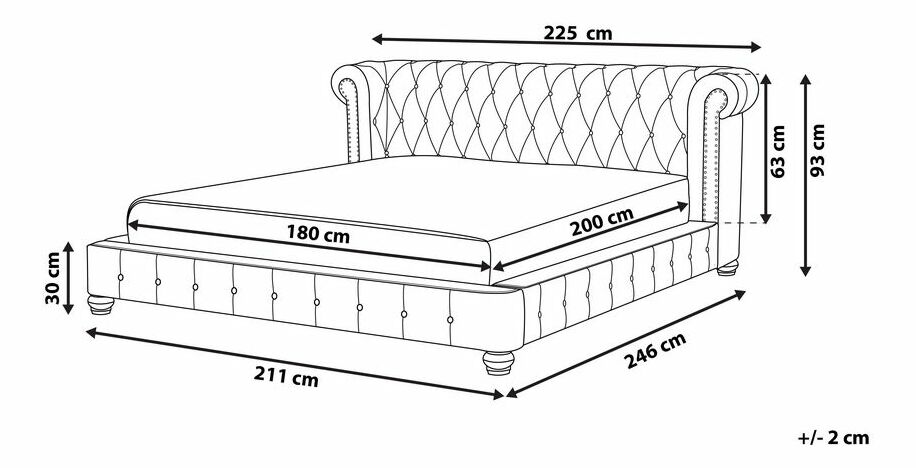 Manželská postel 180 cm CAVILLA (s roštem) (šedá)
