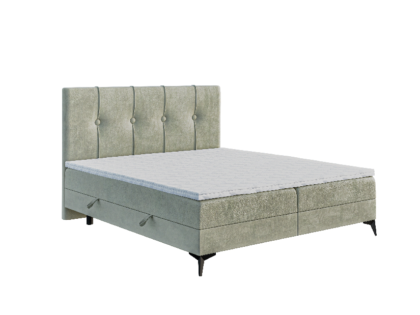 Kontinentální postel 160 cm Roseann (světlobéžová) (s matrací a úl. prostorem)