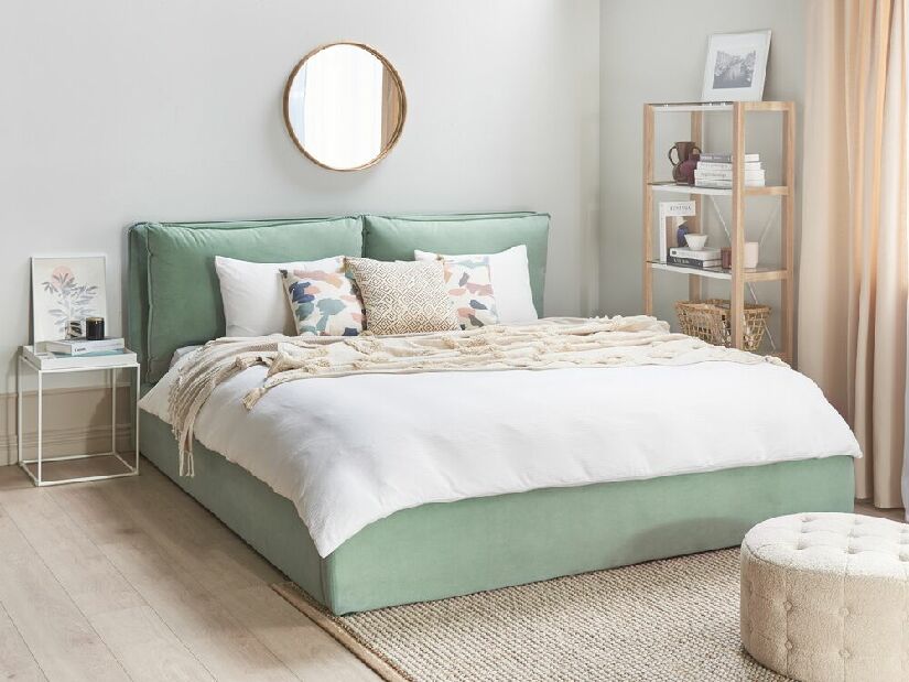 Manželská postel 180 cm Berit (zelená) (s roštem) (s úl. prostorem)