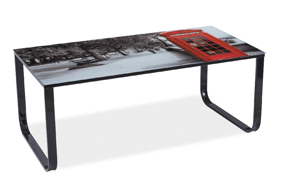 Konferenční stolek Thurso II (černá + grafika London)