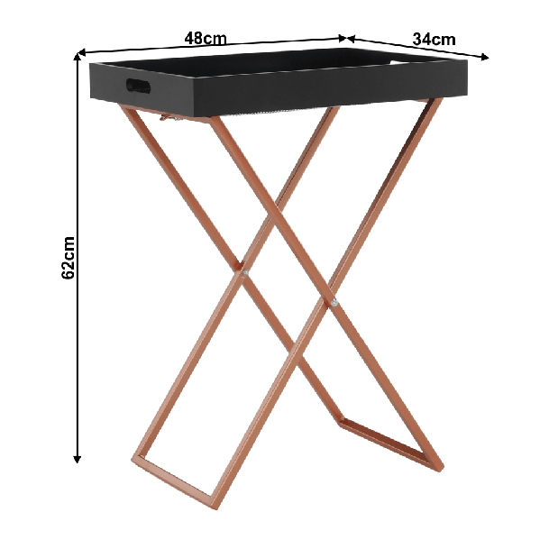 Servírovací stolek Massimo (černá + měděná)