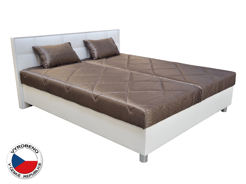Manželská postel 180 cm Blanář Belfast (hnědá + bílá) (s rošty a matracemi)