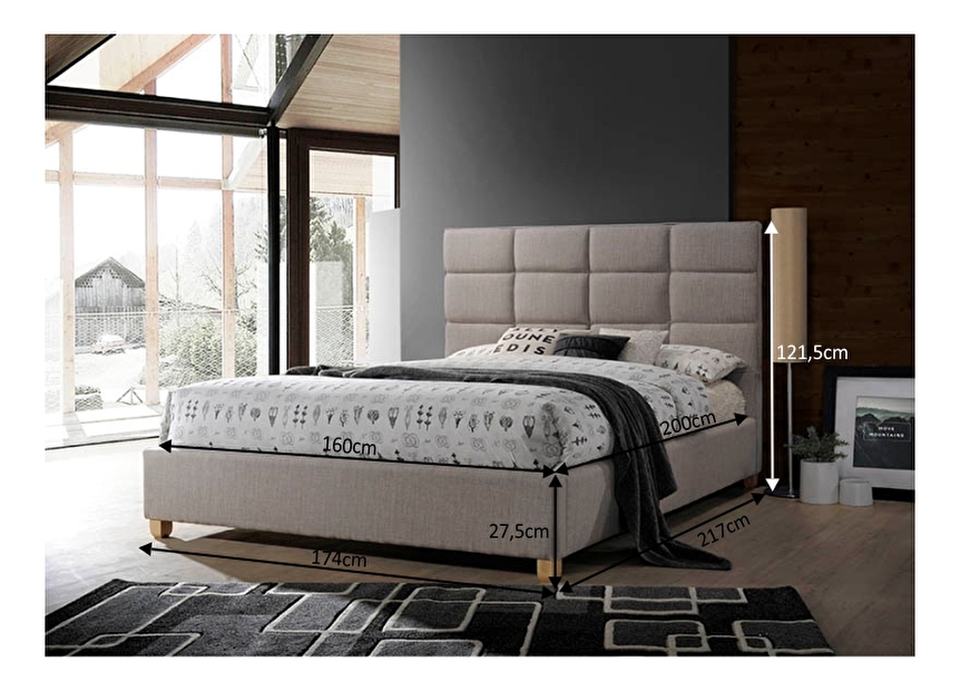 Manželská postel 160 cm Pegasus (s roštem)