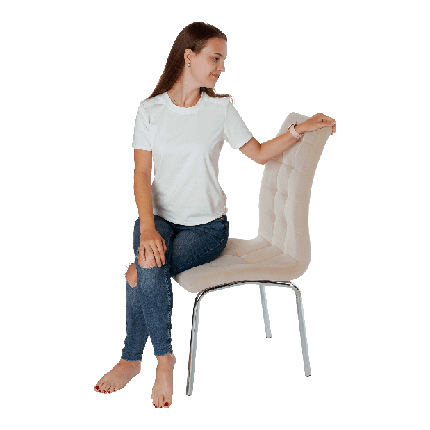 Jídelní židle Harison NEW (béžová + chróm)