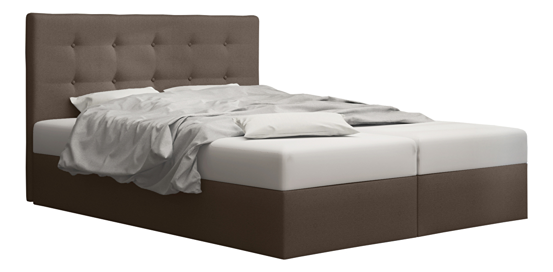 Manželská postel Boxspring 180 cm Duel 1 Comfort (hnědá) (s matrací a úložným prostorem)