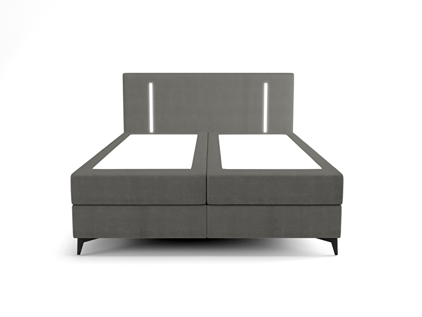 Manželská postel 140 cm Ortega Comfort (tmavě šedá) (s roštem a matrací, s úl. prostorem) (s LED osvětlením)