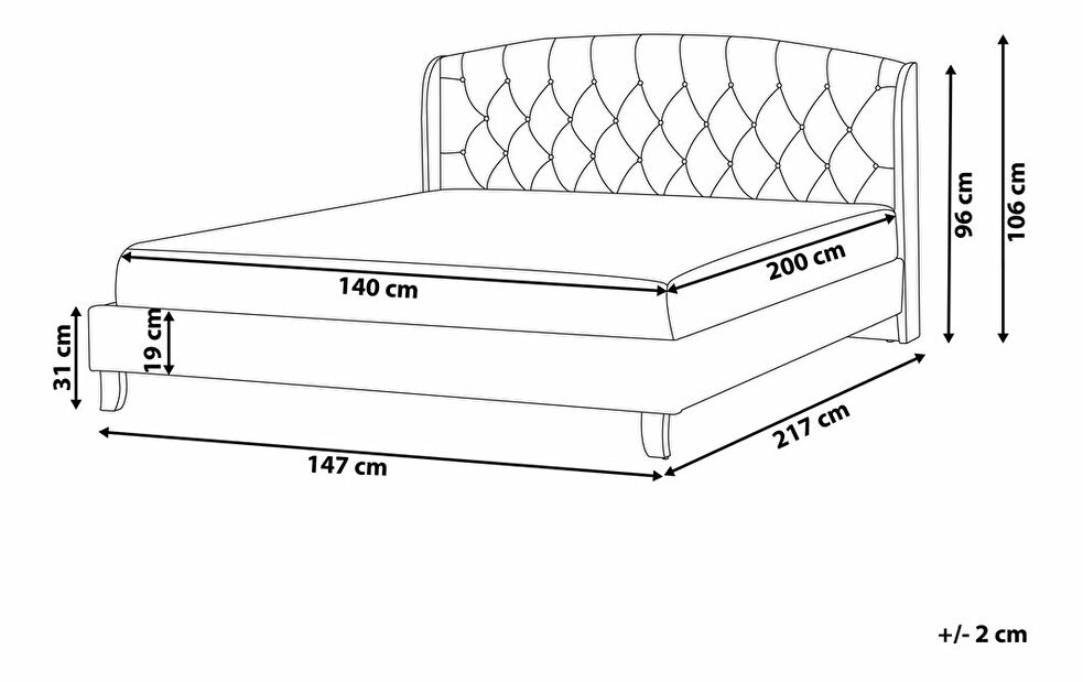 Manželská postel 140 cm BORD (s roštem) (béžová)
