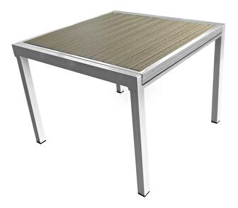 Rozkládací zahradní stůl DARIO (bílá ocel + šedá) (pro 4-8 osob)