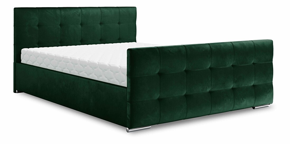 Manželská postel 180 cm Billie (tmavě zelená) (s roštem a úložným prostorem)