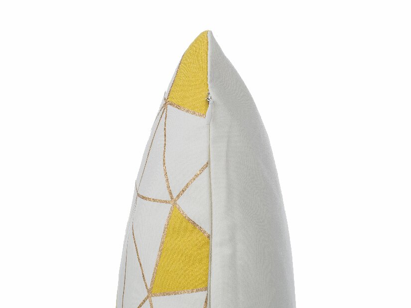 Polštář Clariana (bílá) (zlaté trojúhelníky)