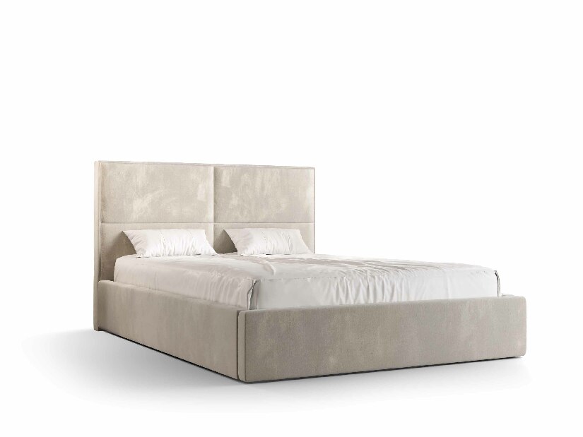 Manželská postel 140 cm Alfonso (béžová) (s roštem a úložným prostorem)