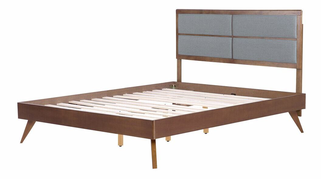 Manželská postel 160 cm POSE (s roštem) (tmavé dřevo)