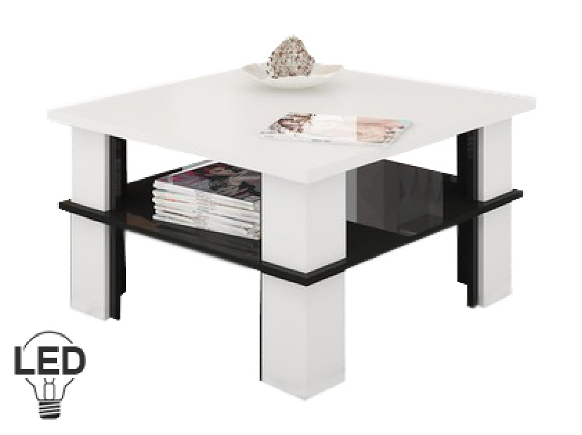 Konferenční stolek Fernhill 1 (bílá + lesk černý)