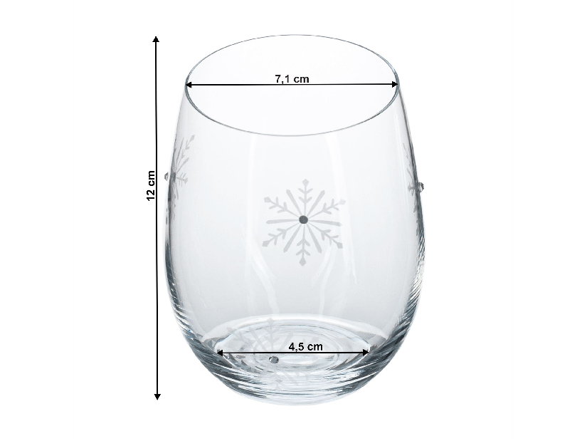 Set 4 ks sklenic na střik s krystaly 530ml Snouflek 