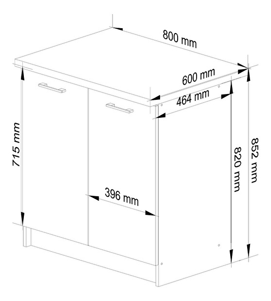 Dolní kuchyňská skříňka Ozara S80 2D (bílá + bílý lesk)