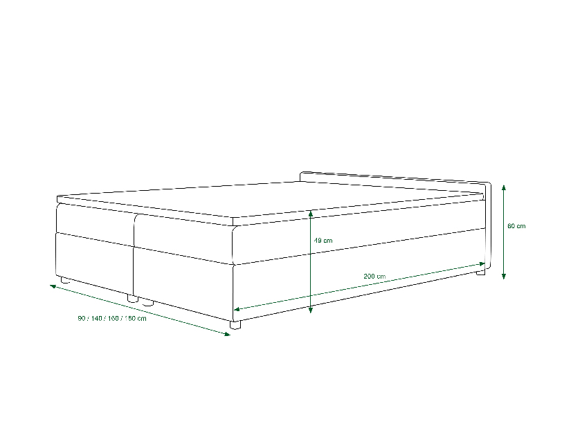 Manželská postel Boxspring 140 cm Ceren (vzor + tmavě šedá) (s matrací a úložným prostorem)