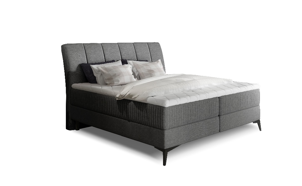 Manželská postel Boxspring 160 cm Alberto (tmavě šedá) (s matracemi)