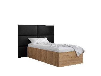 Jednolůžková postel s čalouněným čelem 90 cm Brittany 2 (dub craft zlatý + černá) (s roštem)