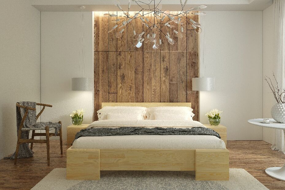 Manželská postel 160 cm Naturlig Blomst High (borovice) (s roštem)