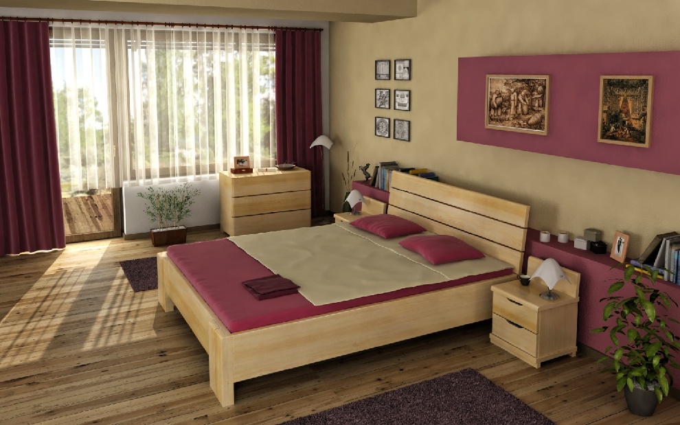Manželská postel 180 cm Naturlig Tosen High BC (borovice)