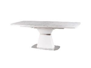 Rozkládací jídelní stůl 160-210 cm Shirly (bílá + mramor bílý) (pro 8 a více osob)